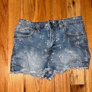 Floral Pattern Denim Shorts